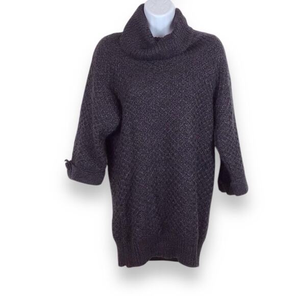 FREE PEOPLE Chunky Knit Turtleneck Half Sleeve Sweater Charcoal Grey - Picture 1 of 5